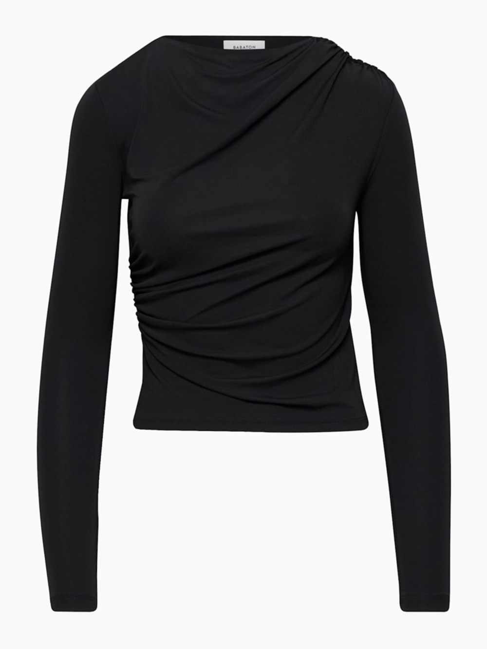 ARITZIA Babaton “Exhibit Top” Black Ruched Long-Sleeve Top XS